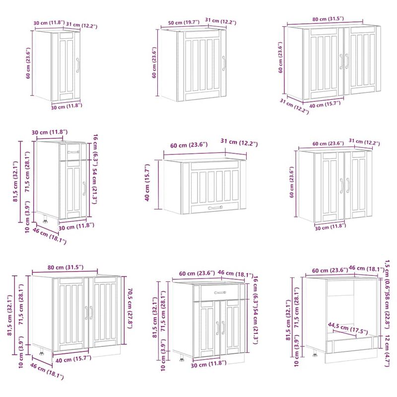 Casa si Gradina - Mobilier - Comode si corpuri - Corpuri bucatarie - Set dulapuri de bucatarie 14 piese „Lucca” gri beton Lemn - Infinity.ro