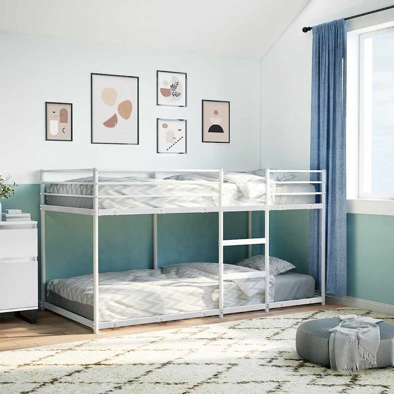 Casa si Gradina - Mobilier - Paturi si accesorii - Paturi - Pat supraetajat fara saltea alb 100x200 cm otel - Infinity.ro