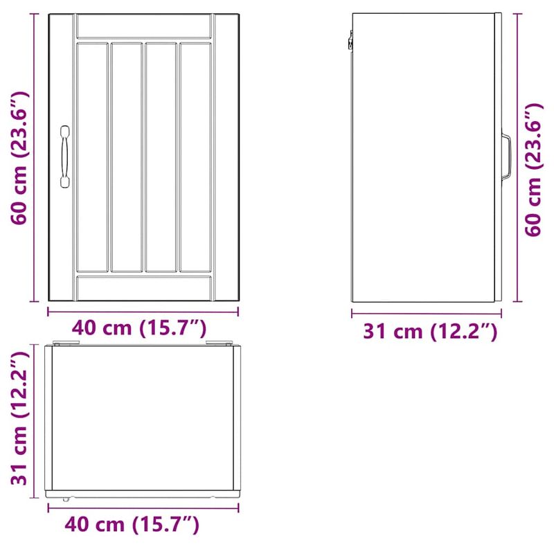 Casa si Gradina - Mobilier - Comode si corpuri - Corpuri bucatarie - Dulap de bucatarie "Lucca" din lemn de stejar afumat, model 1x dulap de perete (1 ușă), mărime 40x31x60 cm - Infinity.ro