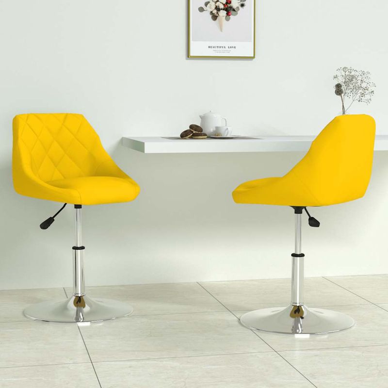 Casa si Gradina - Mobilier - Scaune si fotolii - Scaune - Scaune de bucatarie pivotante, 2 buc., galben mustar, catifea - Infinity.ro