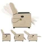 Ingrijire personala si Cosmetice - Sanatate si wellness - Articole wellness - Fotolii de masaj - Fotoliu masaj rabatabil cu ridicare, crem, material textil - Infinity.ro