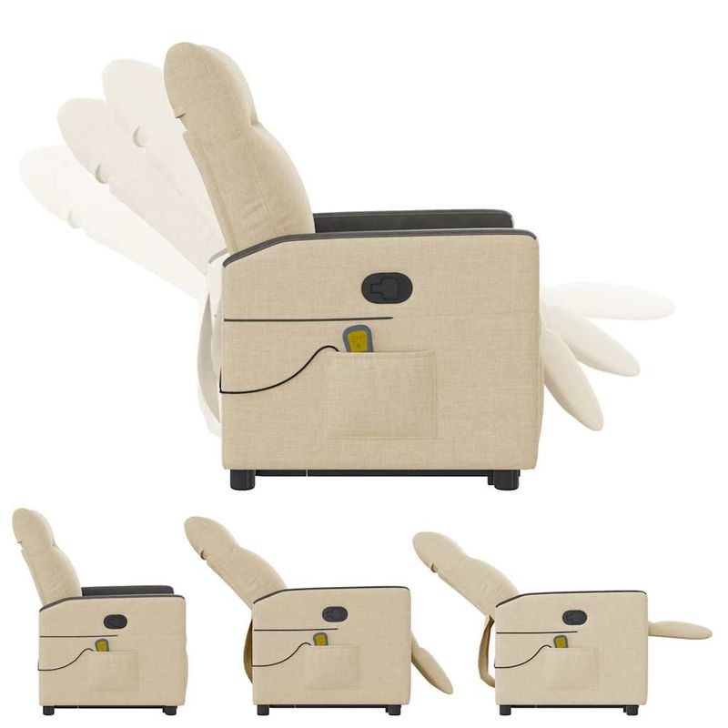 Ingrijire personala si Cosmetice - Sanatate si wellness - Articole wellness - Fotolii de masaj - Fotoliu masaj rabatabil cu ridicare, crem, material textil - Infinity.ro