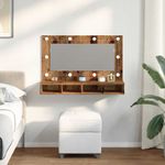 Casa si Gradina - Mobilier - Mobilier baie - Comode baie - Dulap cu oglinda si LED, lemn vechi, 90x31,5x62 cm - Infinity.ro