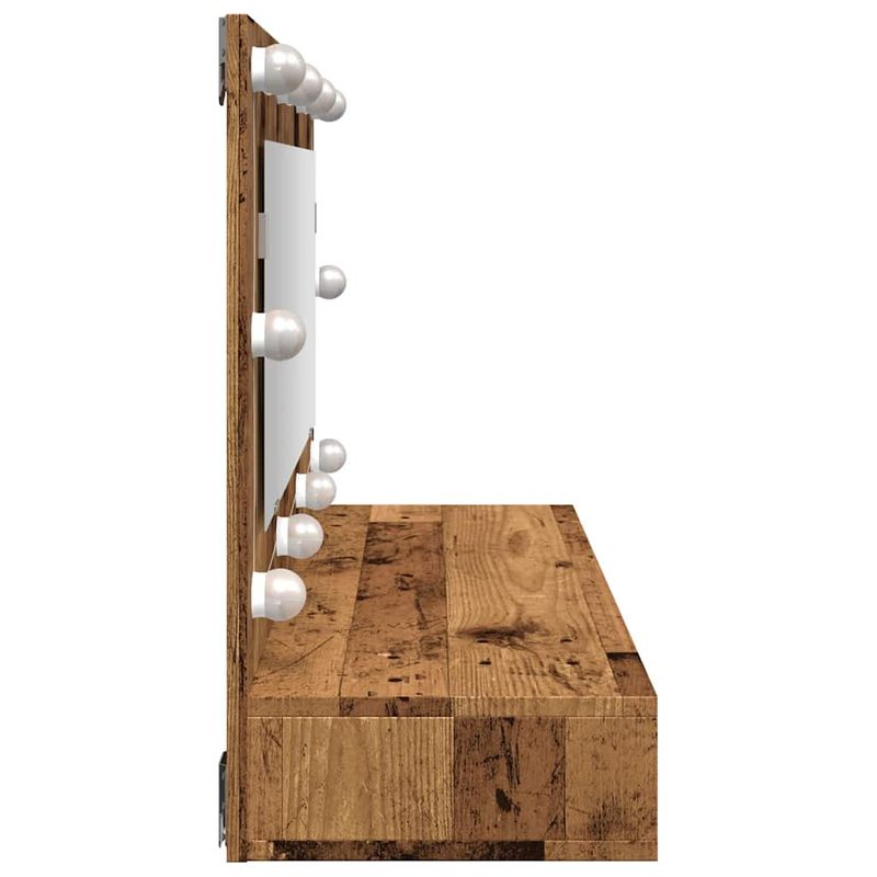 Casa si Gradina - Mobilier - Mobilier baie - Comode baie - Dulap cu oglinda si LED, lemn vechi, 90x31,5x62 cm - Infinity.ro
