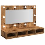 Casa si Gradina - Mobilier - Mobilier baie - Comode baie - Dulap cu oglinda si LED, lemn vechi, 90x31,5x62 cm - Infinity.ro