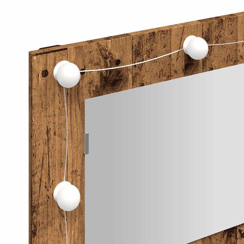 Casa si Gradina - Mobilier - Mobilier baie - Comode baie - Dulap cu oglinda si LED, lemn vechi, 90x31,5x62 cm - Infinity.ro