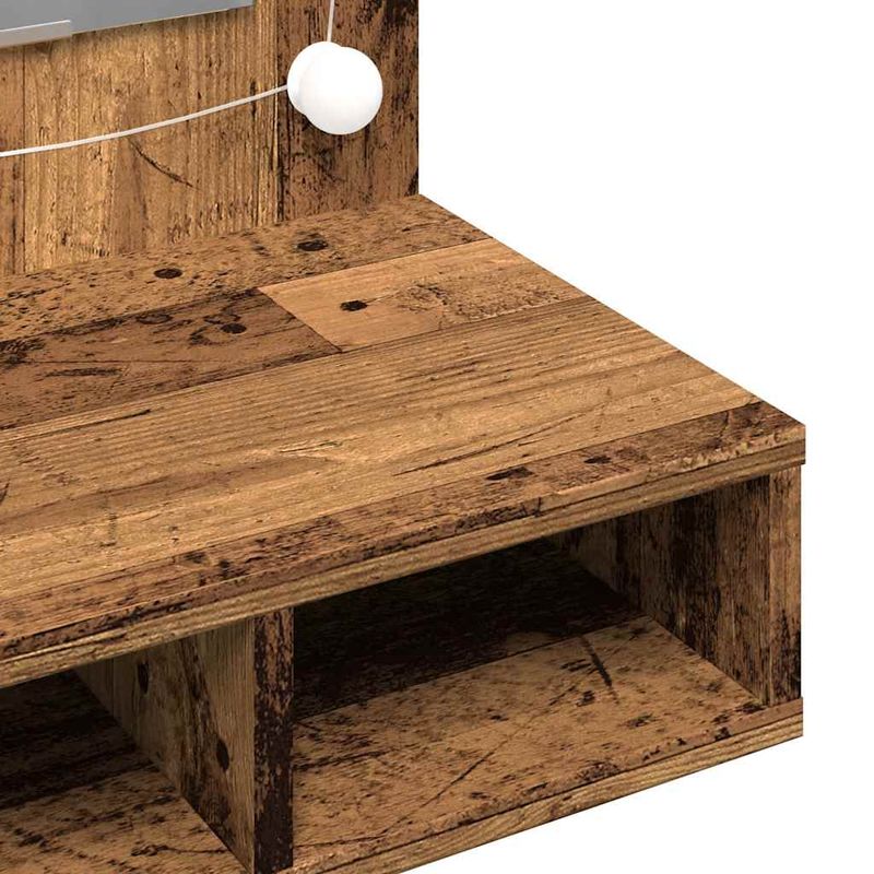 Casa si Gradina - Mobilier - Mobilier baie - Comode baie - Dulap cu oglinda si LED, lemn vechi, 90x31,5x62 cm - Infinity.ro