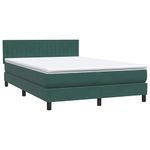 Casa si Gradina - Mobilier - Paturi si accesorii - Paturi - Pat box spring cu saltea, verde inchis, 160x220 cm, catifea - Infinity.ro