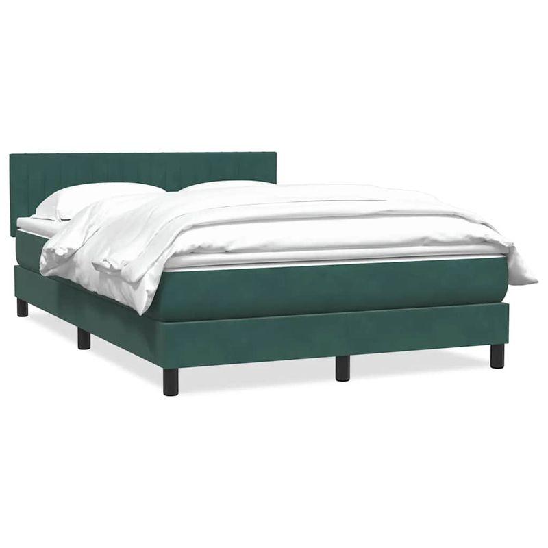 Casa si Gradina - Mobilier - Paturi si accesorii - Paturi - Pat box spring cu saltea, verde inchis, 160x220 cm, catifea - Infinity.ro