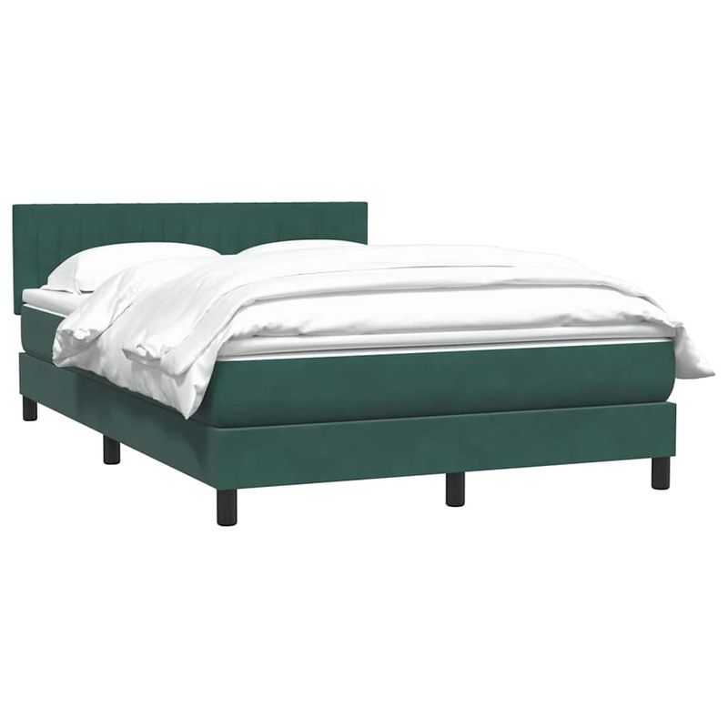 Casa si Gradina - Mobilier - Paturi si accesorii - Paturi - Pat box spring cu saltea, verde inchis, 160x220 cm, catifea - Infinity.ro