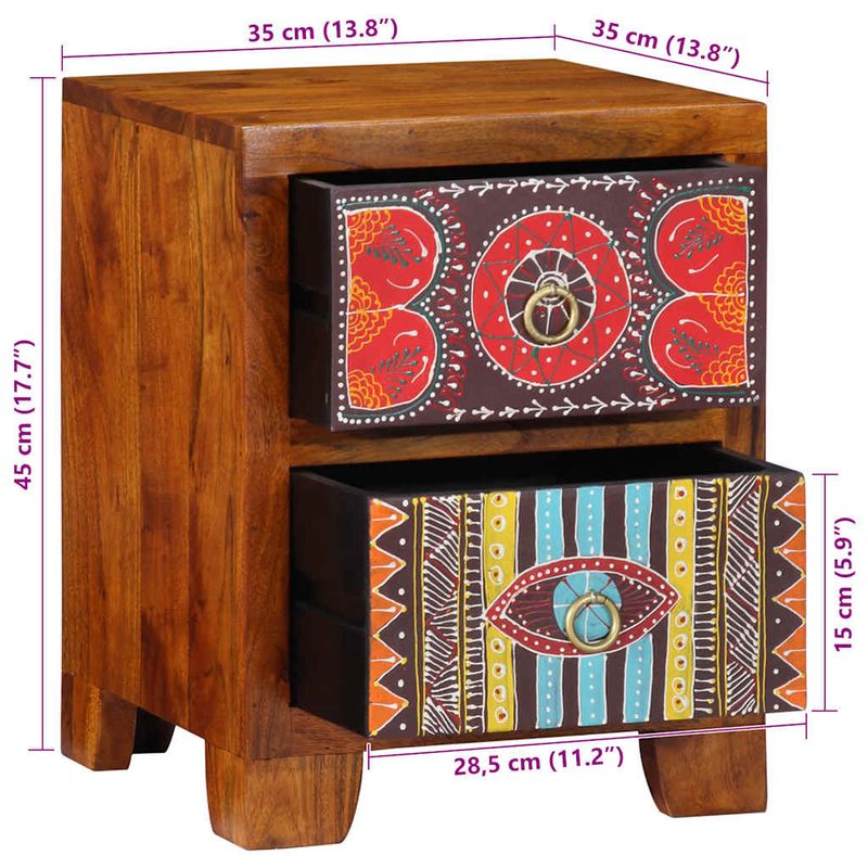 Casa si Gradina - Mobilier - Comode si corpuri - Noptiere - Noptiera 2 buc 35x35x45 cm lemn masiv de salcam - Infinity.ro