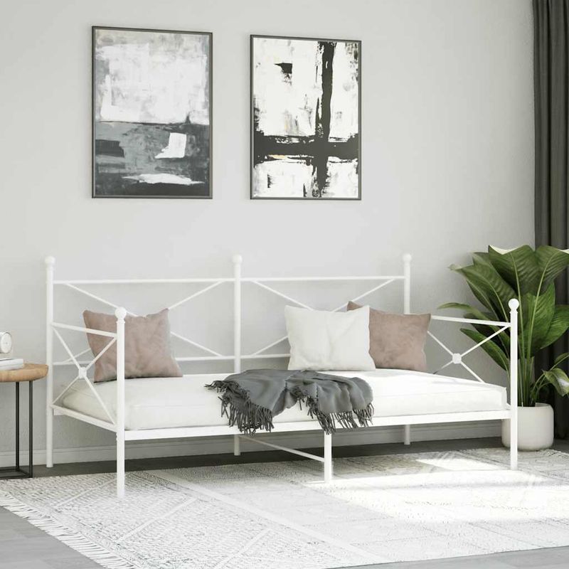 Casa si Gradina - Mobilier - Paturi si accesorii - Paturi - Pat de zi fara saltea Alb 107x203 cm Otel - Infinity.ro