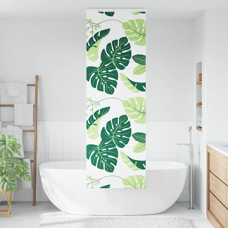Casa si Gradina - Textile si covoare - Rulouri si jaluzele - Jaluza cu role de dus cu caseta 60x240 cm latime material 56 cm, frunze verzi - Infinity.ro