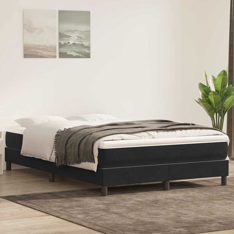 Casa si Gradina - Mobilier - Paturi si accesorii - Paturi - Pat cu arcuri fara saltea negru 160x210 cm catifea - Infinity.ro