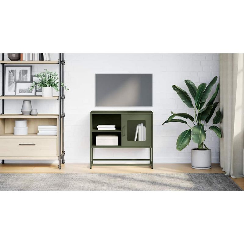 Casa si Gradina - Mobilier - Comode si corpuri - Comode - Dulap TV, verde masliniu, 68x39x60,5 cm, otel - Infinity.ro