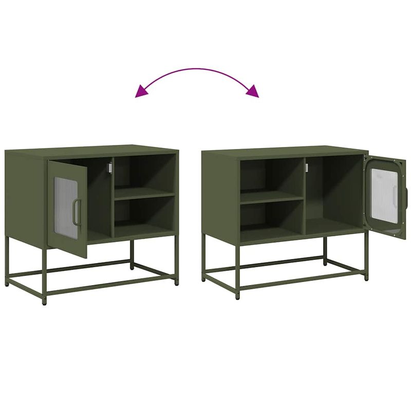 Casa si Gradina - Mobilier - Comode si corpuri - Comode - Dulap TV, verde masliniu, 68x39x60,5 cm, otel - Infinity.ro