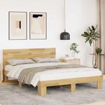 Casa si Gradina - Mobilier - Paturi si accesorii - Paturi - Cadru de pat cu tablie fara saltea 135x190 cm lemn masiv stejar - Infinity.ro
