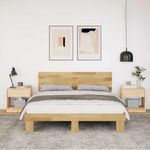 Casa si Gradina - Mobilier - Paturi si accesorii - Paturi - Cadru de pat cu tablie fara saltea 135x190 cm lemn masiv stejar - Infinity.ro