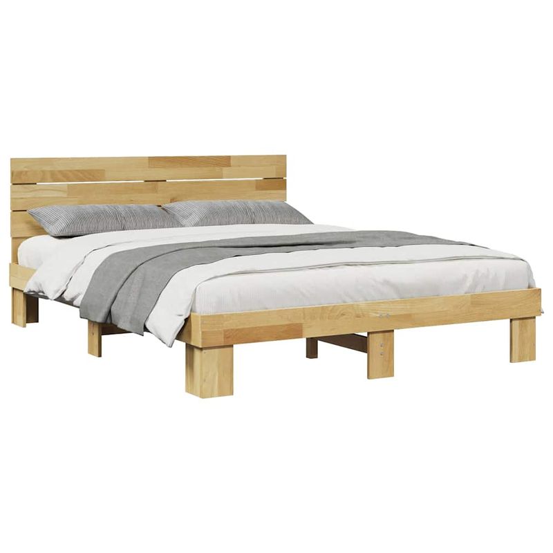 Casa si Gradina - Mobilier - Paturi si accesorii - Paturi - Cadru de pat cu tablie fara saltea 135x190 cm lemn masiv stejar - Infinity.ro