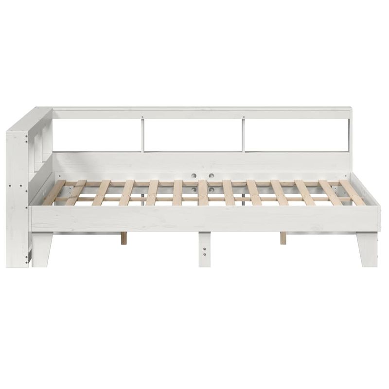 Casa si Gradina - Mobilier - Paturi si accesorii - Paturi - Pat cu biblioteca fara saltea, alb, 140x200 cm, lemn masiv pin - Infinity.ro