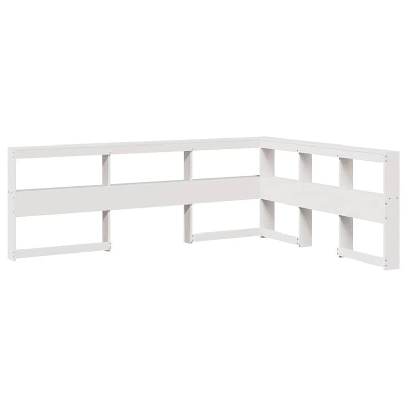 Casa si Gradina - Mobilier - Paturi si accesorii - Paturi - Pat cu biblioteca fara saltea, alb, 140x200 cm, lemn masiv pin - Infinity.ro