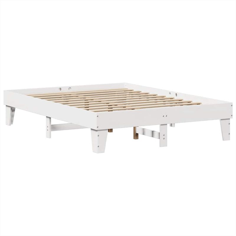 Casa si Gradina - Mobilier - Paturi si accesorii - Paturi - Pat cu biblioteca fara saltea, alb, 140x200 cm, lemn masiv pin - Infinity.ro