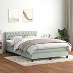 Casa si Gradina - Mobilier - Paturi si accesorii - Paturi - Pat box spring cu saltea, gri deschis, 160x220 cm, catifea - Infinity.ro