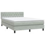 Casa si Gradina - Mobilier - Paturi si accesorii - Paturi - Pat box spring cu saltea, gri deschis, 160x220 cm, catifea - Infinity.ro