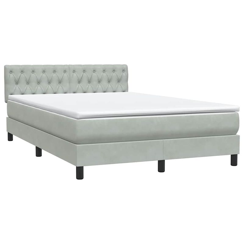 Casa si Gradina - Mobilier - Paturi si accesorii - Paturi - Pat box spring cu saltea, gri deschis, 160x220 cm, catifea - Infinity.ro