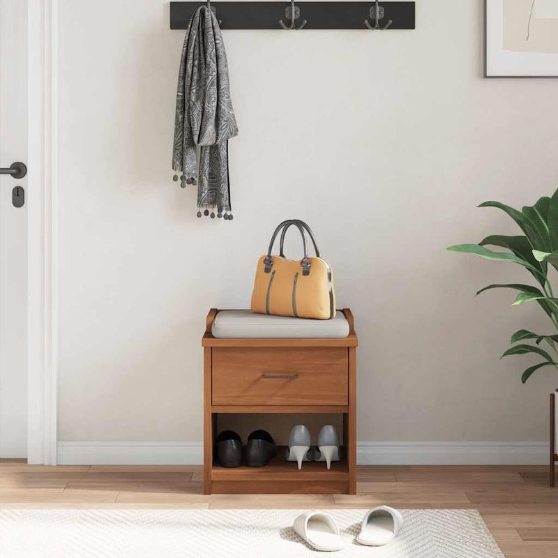 Casa si Gradina - Mobilier - Organizare si depozitare - Bancute - Banca pentru hol „SANDNES”, 45 x 40 x 50 cm din lemn masiv de pin - Infinity.ro