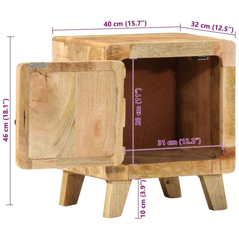 Casa si Gradina - Mobilier - Comode si corpuri - Noptiere - Noptiera 2 buc 40x32x46 cm Lemn masiv Mango brut - Infinity.ro