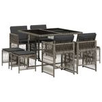 Casa si Gradina - Gradina si terasa - Mobilier exterior - Seturi mobila gradina - Set mobilier gradina cu perne, 9 piese, gri, poliratan - Infinity.ro
