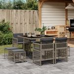 Casa si Gradina - Gradina si terasa - Mobilier exterior - Seturi mobila gradina - Set mobilier gradina cu perne, 9 piese, gri, poliratan - Infinity.ro