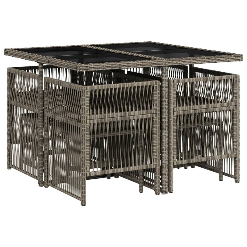 Casa si Gradina - Gradina si terasa - Mobilier exterior - Seturi mobila gradina - Set mobilier gradina cu perne, 9 piese, gri, poliratan - Infinity.ro