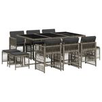 Casa si Gradina - Gradina si terasa - Mobilier exterior - Seturi mobila gradina - Set mobilier de gradina cu perne, 11 piese, gri, poliratan - Infinity.ro