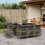 Casa si Gradina - Gradina si terasa - Mobilier exterior - Seturi mobila gradina - Set mobilier de gradina cu perne, 11 piese, gri, poliratan - Infinity.ro