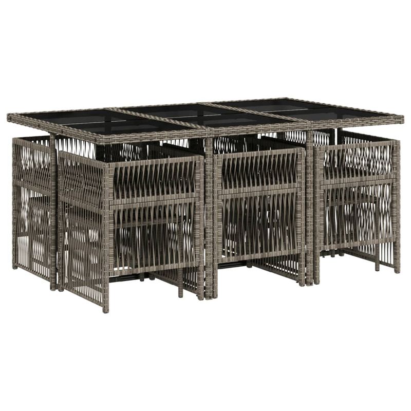 Casa si Gradina - Gradina si terasa - Mobilier exterior - Seturi mobila gradina - Set mobilier de gradina cu perne, 11 piese, gri, poliratan - Infinity.ro