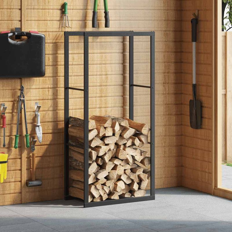 Casa si Gradina - Termice - Sobe, Seminee si accesorii - Accesorii seminee si sobe - Rastel pentru lemne de foc, negru, 55x30x116 cm otel - Infinity.ro