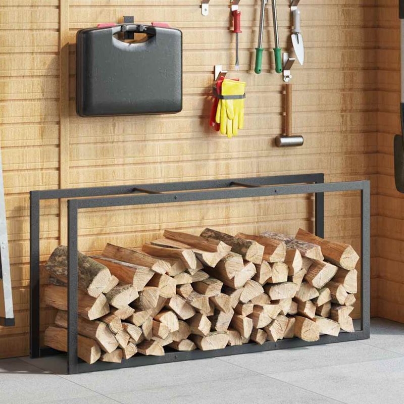 Casa si Gradina - Termice - Sobe, Seminee si accesorii - Accesorii seminee si sobe - Rastel pentru lemne de foc, negru, 55x30x116 cm otel - Infinity.ro