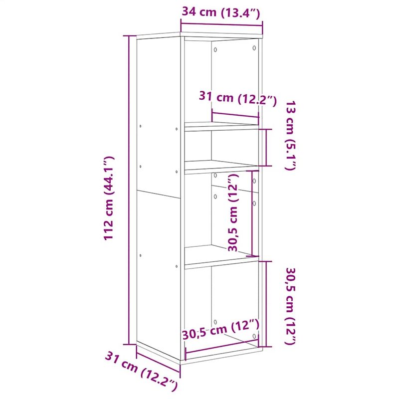 Casa si Gradina - Mobilier - Biblioteci si rafturi - Biblioteci - Dulap cu carti din lemn vechi 34x31x112 cm din lemn prelucrat - Infinity.ro