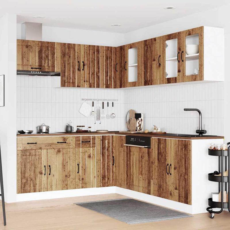Casa si Gradina - Mobilier - Comode si corpuri - Corpuri bucatarie - Set de dulapuri de bucatarie 11 piese „Lucca” Lemn vechi lemn - Infinity.ro