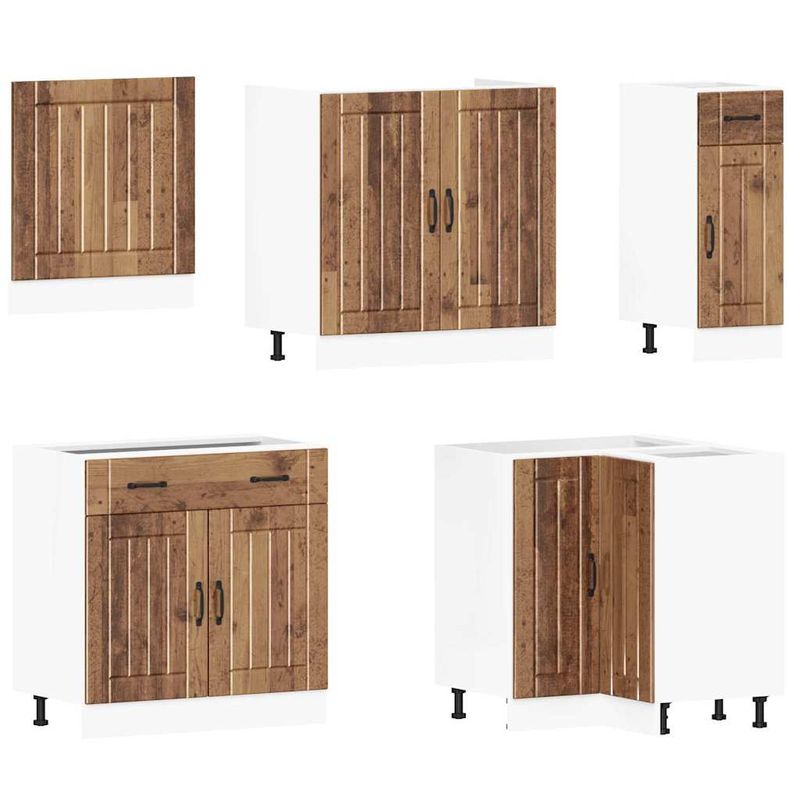 Casa si Gradina - Mobilier - Comode si corpuri - Corpuri bucatarie - Set de dulapuri de bucatarie 11 piese „Lucca” Lemn vechi lemn - Infinity.ro