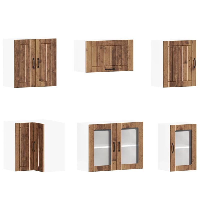 Casa si Gradina - Mobilier - Comode si corpuri - Corpuri bucatarie - Set de dulapuri de bucatarie 11 piese „Lucca” Lemn vechi lemn - Infinity.ro