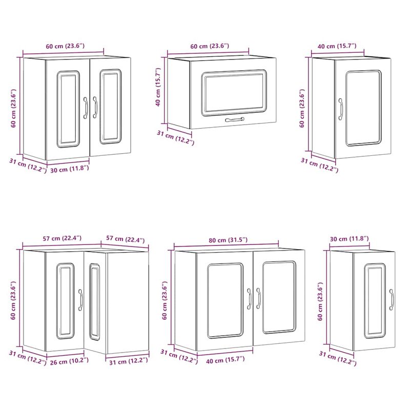 Casa si Gradina - Mobilier - Comode si corpuri - Corpuri bucatarie - Set de dulapuri de bucatarie 11 piese „Lucca” Lemn vechi lemn - Infinity.ro