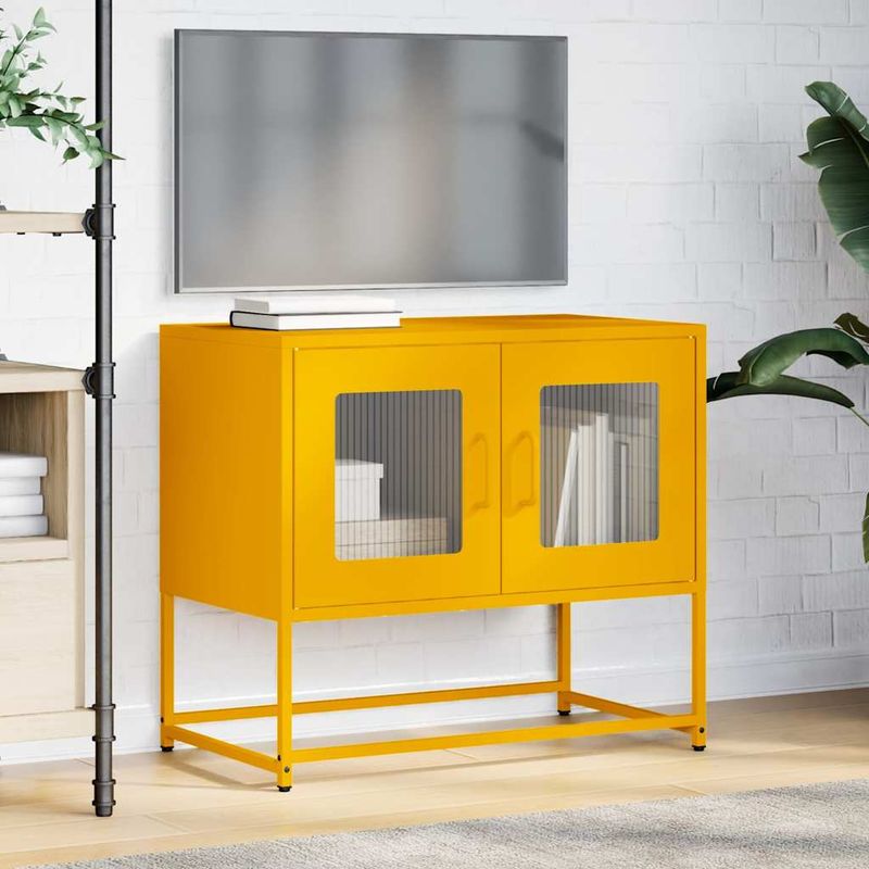 Casa si Gradina - Mobilier - Comode si corpuri - Comode - Dulap TV, galben mustar, 68x39x60,5 cm, otel laminat la rece - Infinity.ro