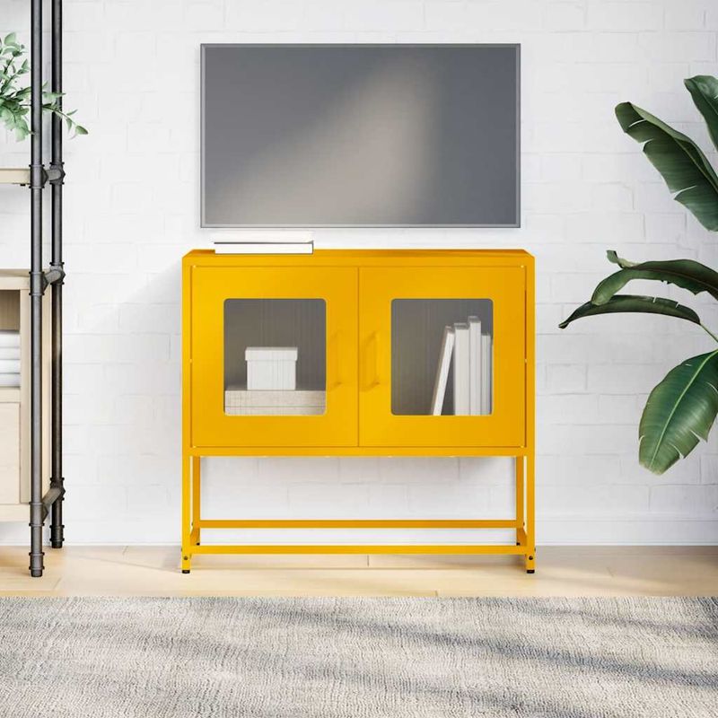 Casa si Gradina - Mobilier - Comode si corpuri - Comode - Dulap TV, galben mustar, 68x39x60,5 cm, otel laminat la rece - Infinity.ro