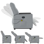 Ingrijire personala si Cosmetice - Sanatate si wellness - Articole wellness - Fotolii de masaj - Fotoliu de masaj rabatabil cu ridicare, gri deschis, textil - Infinity.ro