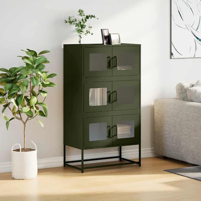 Casa si Gradina - Mobilier - Comode si corpuri - Corpuri bucatarie - Dulap inalt, verde masliniu, 68x39x123 cm, otel - Infinity.ro