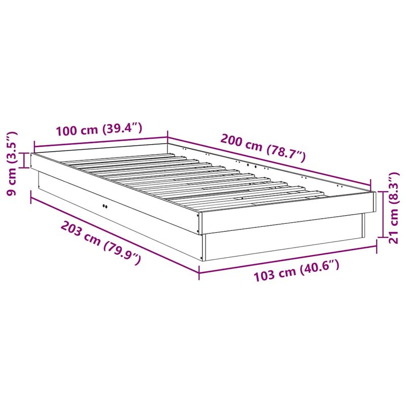 Casa si Gradina - Mobilier - Paturi si accesorii - Paturi - Cadru pat fara saltea 100x200 cm lemn masiv de stejar - Infinity.ro