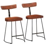 Casa si Gradina - Mobilier - Scaune si fotolii - Scaune - Scaune de bar 2 buc 49x43x79 cm lemn masiv de mango, maro închis și negru - Infinity.ro
